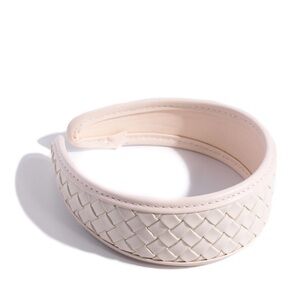 Elegant Cream Woven Leather Headband